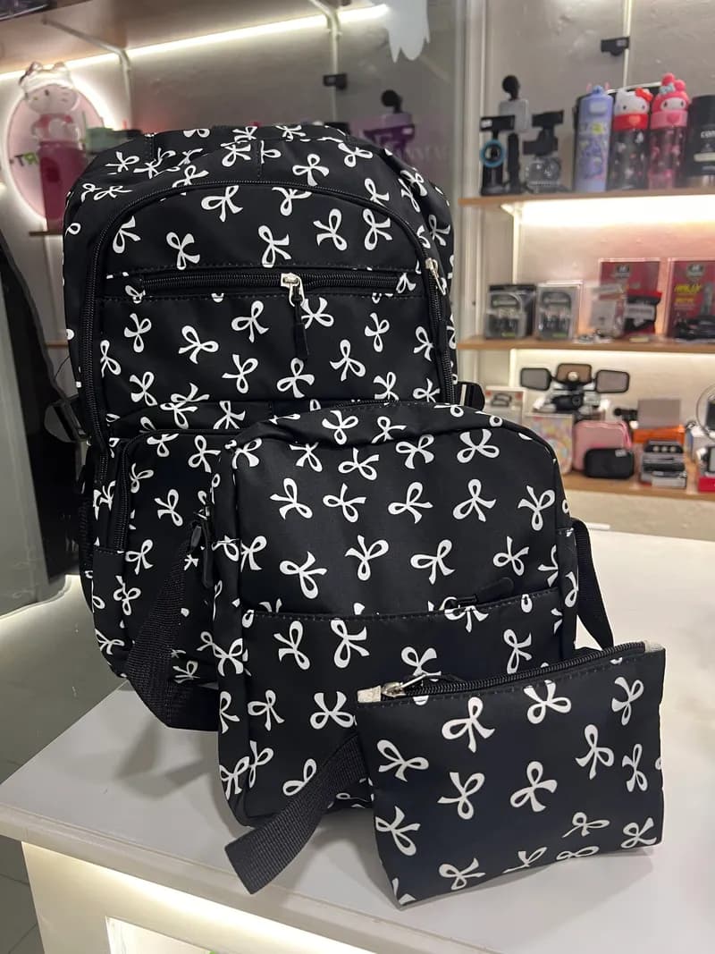 Morral Trio Lazo 3 Piezas | Mochila + Bolso + Estuche Moderno y Funcional
