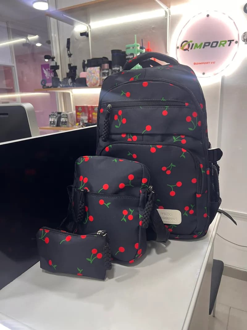 Morral Cerezas Negro 3 Piezas