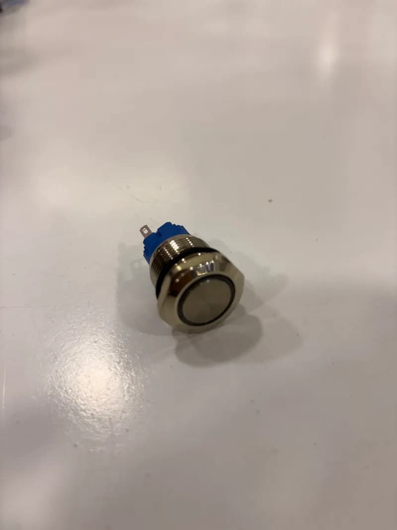Botón Interruptor Metálico ON/OFF de 19 mm con Iluminación LED Azul (12V) - Pulsador Impermeable Automotriz e Industrial