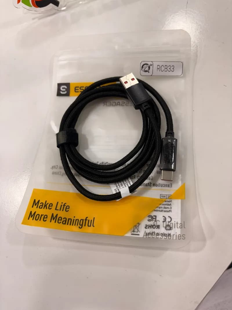 Cable USB-A a USB-C Essager 100W con Pantalla Digital de Potencia LED y Malla Trenzada