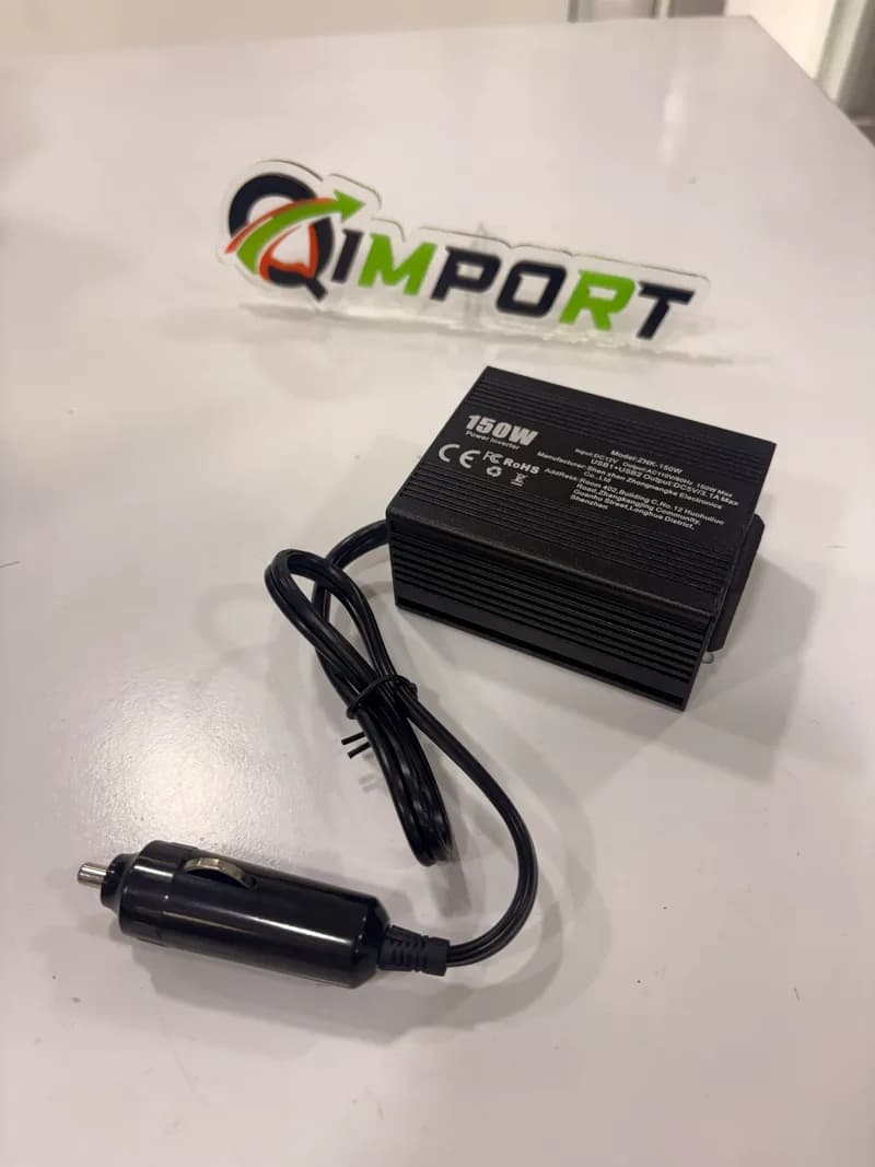 Inversor de Corriente de 12V a 110V de 150W ZNK-150W - Convertidor Metálico para Carro con Doble USB