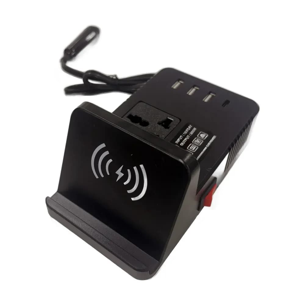 Inversor de Corriente con carga inalambrica 200w