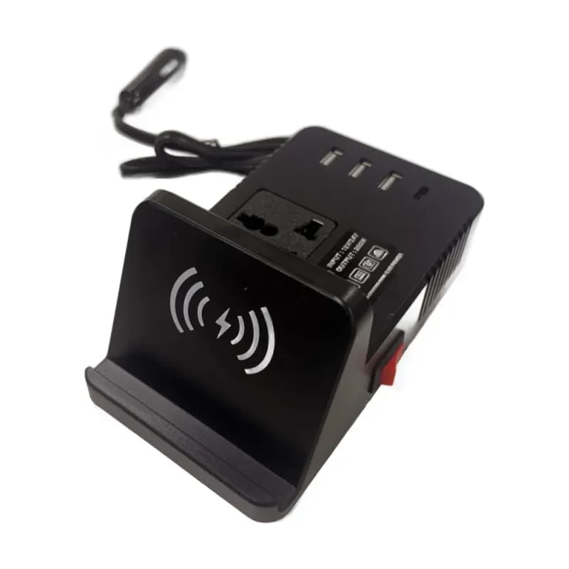 Inversor de Corriente con carga inalambrica 200w