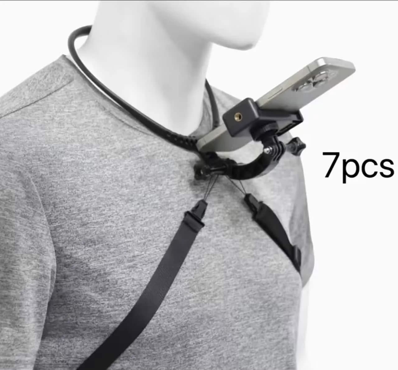 Soporte de Celular y Cámara para Cuello y Pecho Kit 7 Piezas - Mount Manos Libres para Grabación POV