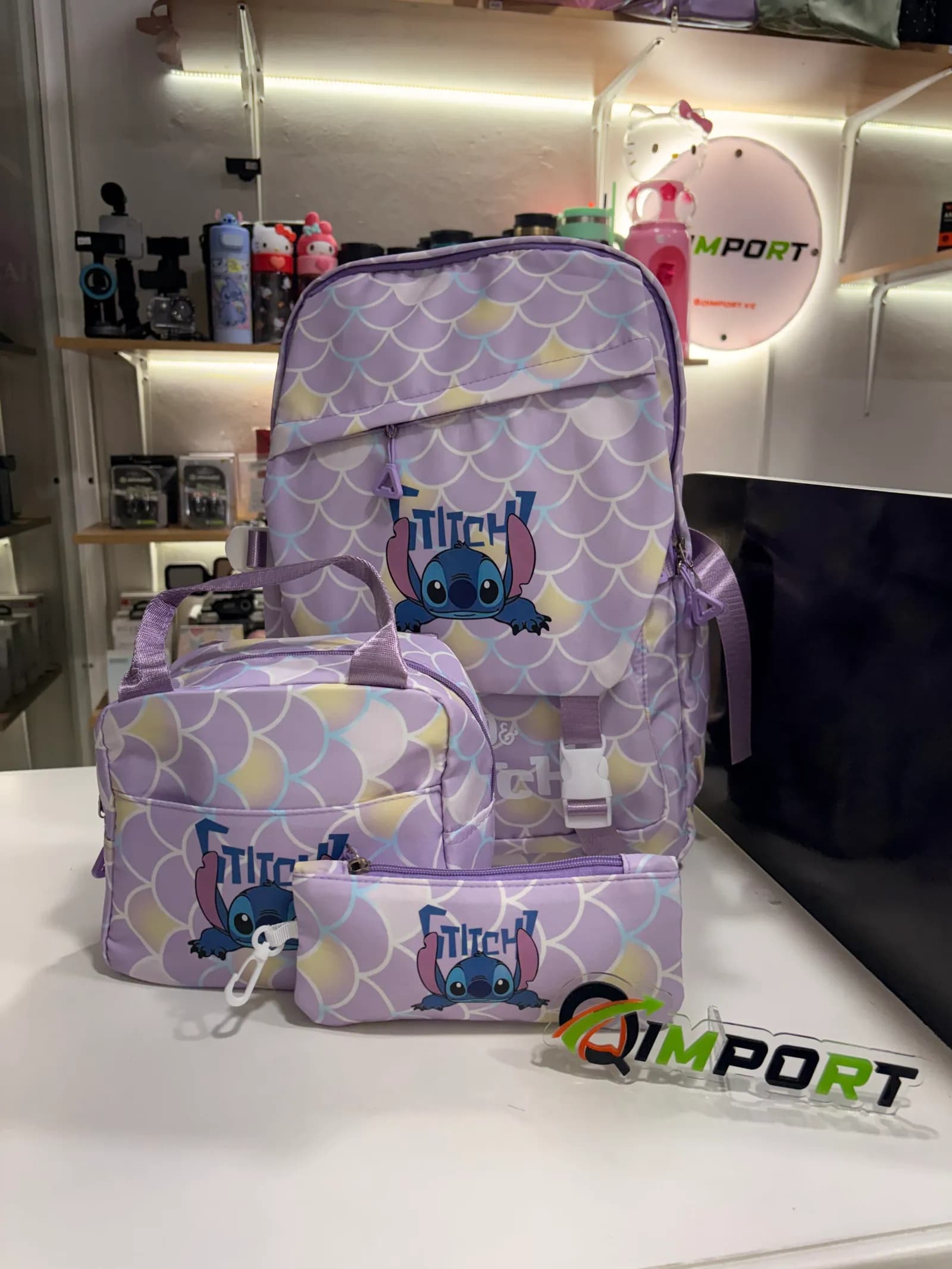 Trio de Bolso Stitch 3 Piezas | Mochila + Lonchera + Cartuchera Kawaii